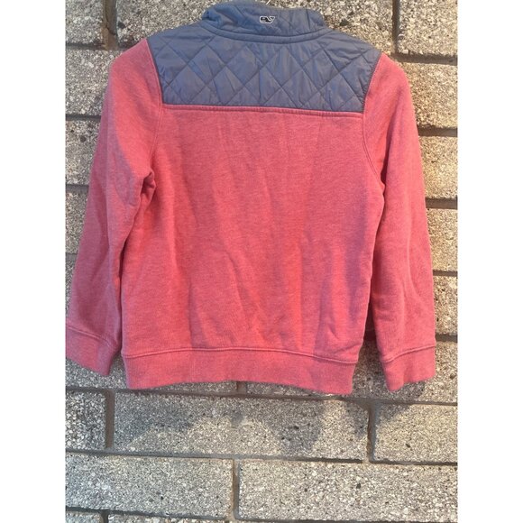 Vineyard Vines Kids Quilted 1/4-Zip Pullover Sweatshirt Size 7 Heathered Pink & - Picture 6 of 7